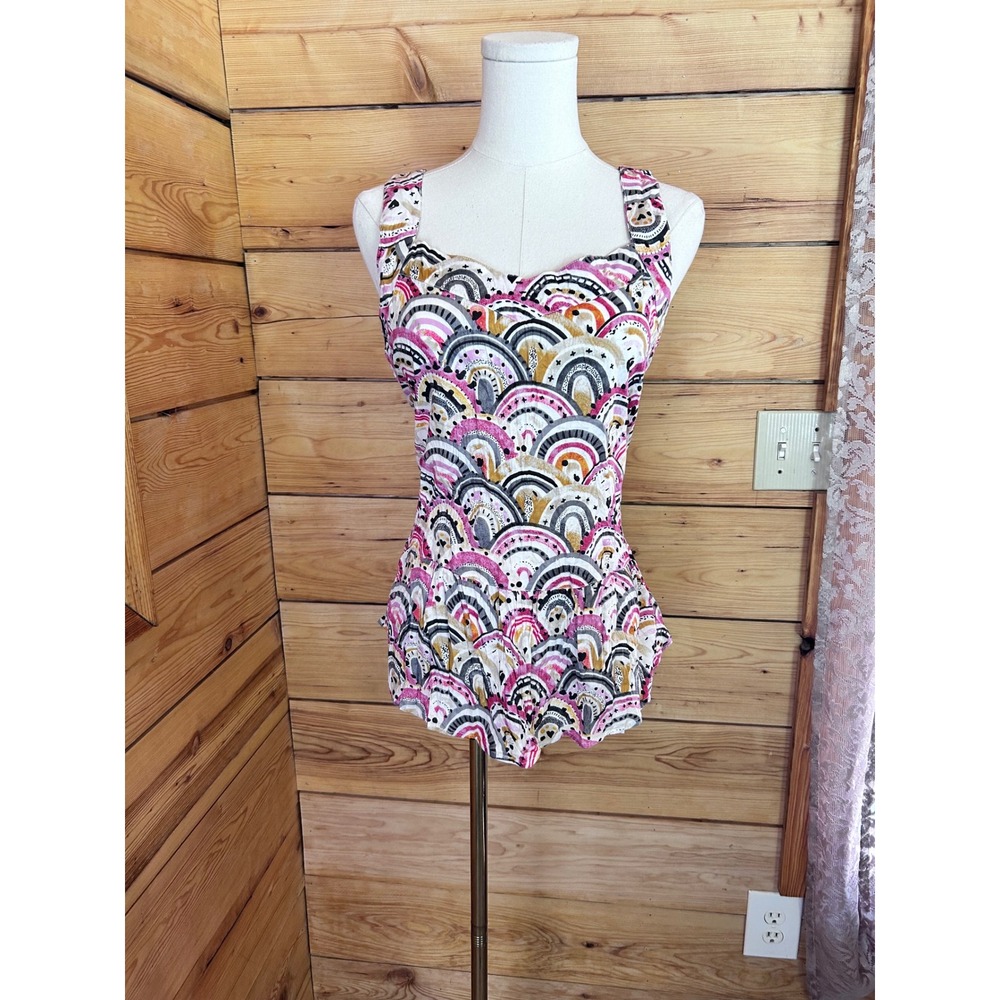 Organic Cotton Rainbow Cami Top Size Medium Colorful Geometric Dress Addict NWT